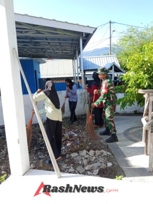 Babinsa dan Warga Desa Belo Bersinergi Ciptakan Posyandu Bersih dan Asri