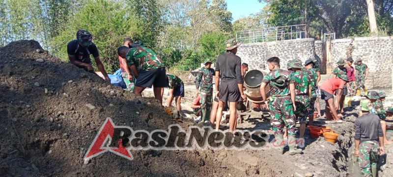 TMMD ke-126 Kodim 1625/Ngada Capai 32% dalam Pengecoran Fondasi Bendungan Panondiwal