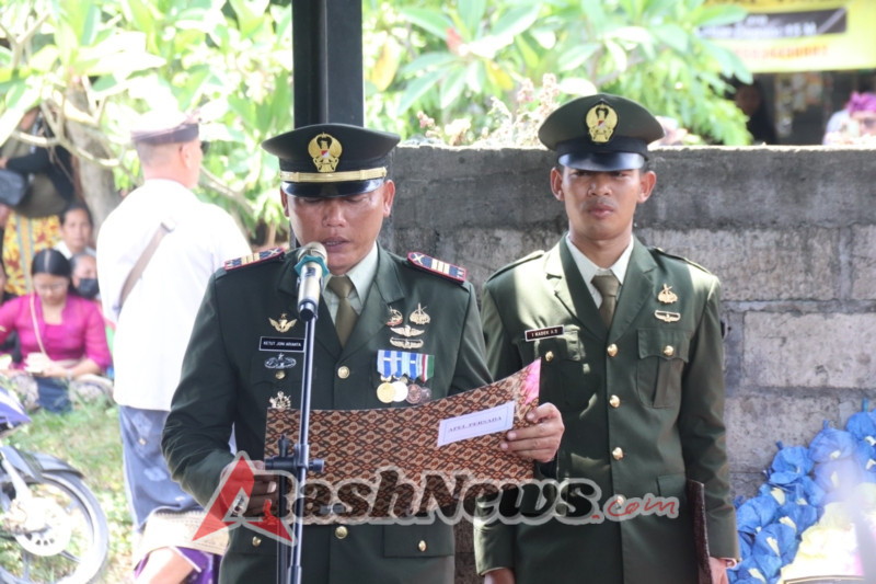 Gelar Upacara Militer, Kodim Klungkung Beri Penghormatan Terakhir Bagi Almarhum  Serka I Ketut Mariata