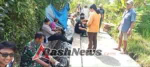 Pastikan pembangunan Jalan Usaha Tani berjalan lancar, Babinsa Kel. Karangasem dampingi Lurah melaksanakan pengecekan.
