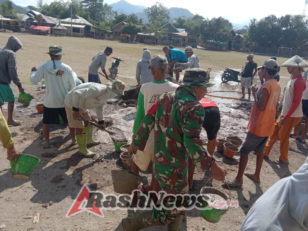 Desa Baralau Tampak Harmonis dengan Aksi Gotong Royong Pengecoran Masjid Jami Al-Hasanah