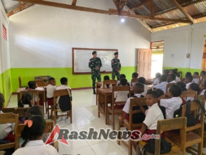 Satgas Pamtas Yonarhanud 2 Kostrad Berikan Bantuan Tenaga Pendidik di SDK Tali