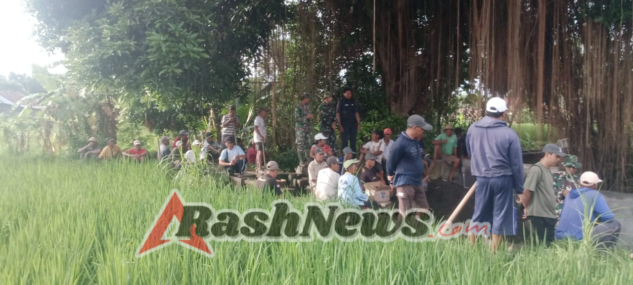 Gotong Royong Perkuat Saluran Irigasi, Danramil Sawan Turun Langsung Bersama Warga Subak Pungakan