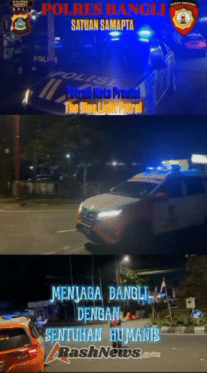 Personil Sat Samapta Polres Bangli Tingkatkan Penggelaran Blue Light di Malam Hari