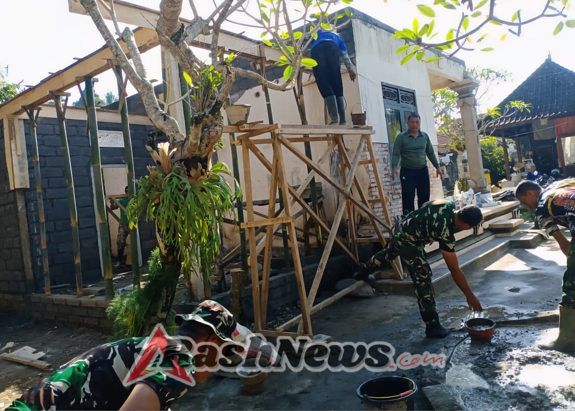 Babinsa dan Warga Bergotong Royong dalam Pra TMMD Kodim 1611/Badung