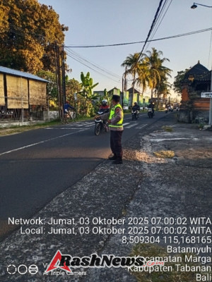 Polsek Marga Menurunkan Personil Strong Point Pagi Sepanjang Jalan Wisnu