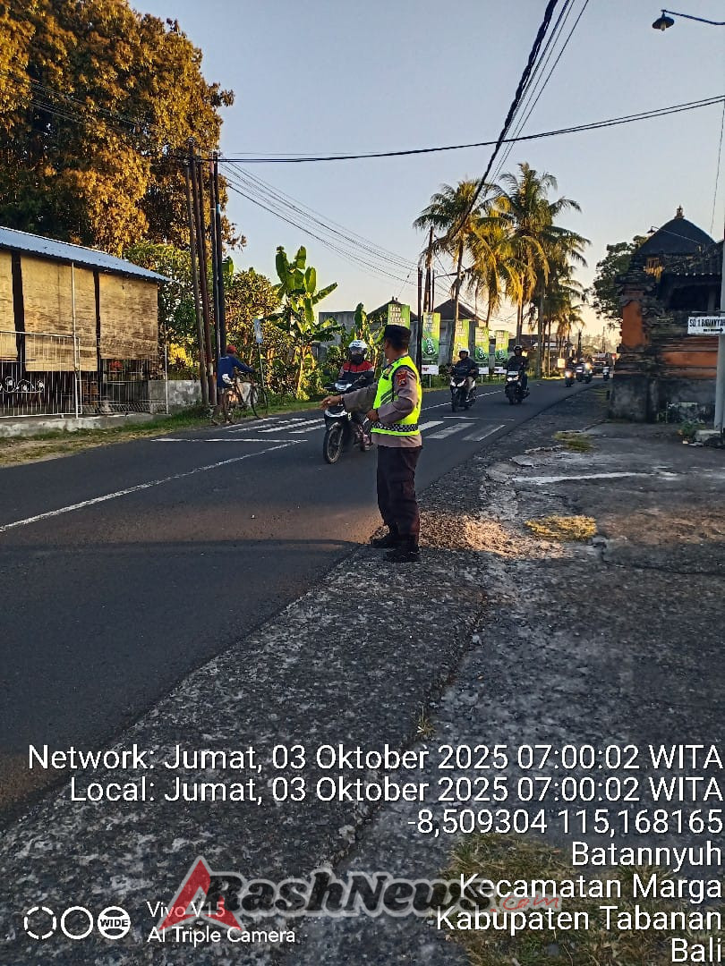 Polsek Marga Menurunkan Personil Strong Point Pagi Sepanjang Jalan Wisnu
