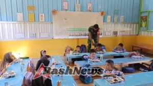 Program MBG Disambut Antusias Siswa SDN 2 Tepas, Babinsa Turut Dampingi