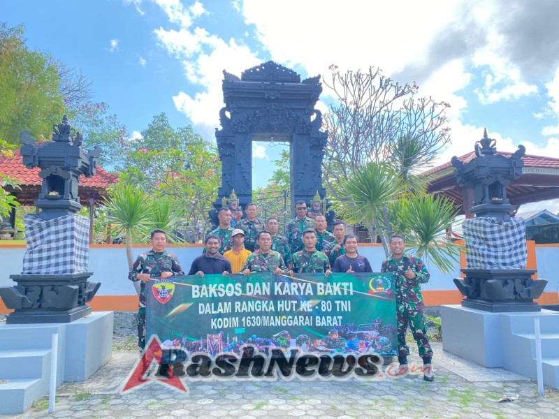 Kodim 1630/Manggarai Barat Gelar Karya Bakti di Pura Agung Giri Segara, Wujudkan Toleransi Lintas Iman