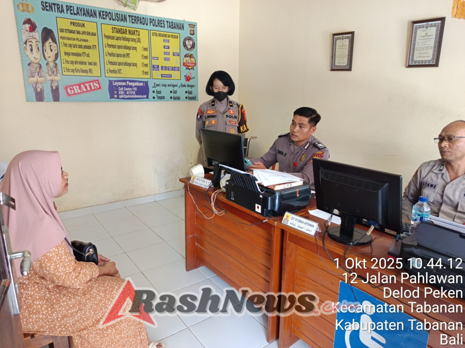 Ka SPKT Polres Tabanan Awasi Personel untuk Tingkatkan Kualitas Pelayanan Publik