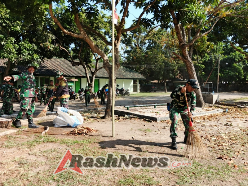 Kodim 1607/Sumbawa Kompak Bersihkan Pangkalan Jelang HUT ke-80 TNI