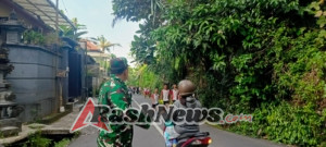 Turun Gunung Sukseskan  HUT Ke 41 Sekaa Taruna Yohana Vidya Graha, babinsa Paksebali Amankan Jalan Santai
