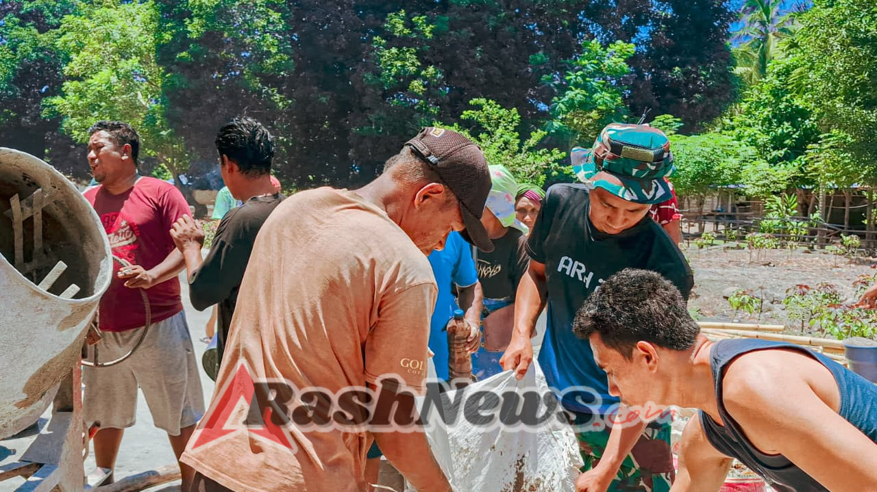 Wujud Kebersamaan TNI Rakyat, Pos Wini Adakan Karya Bakti di Gereja Wini