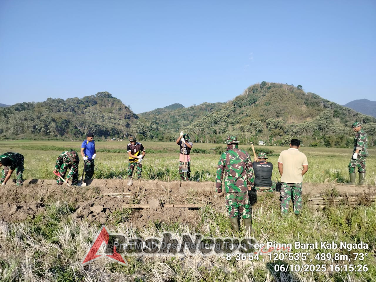 Pra TMMD Kodim 1625/Ngada Fokus Selesaikan Pelebaran Saluran Irigasi di Benteng Tawa