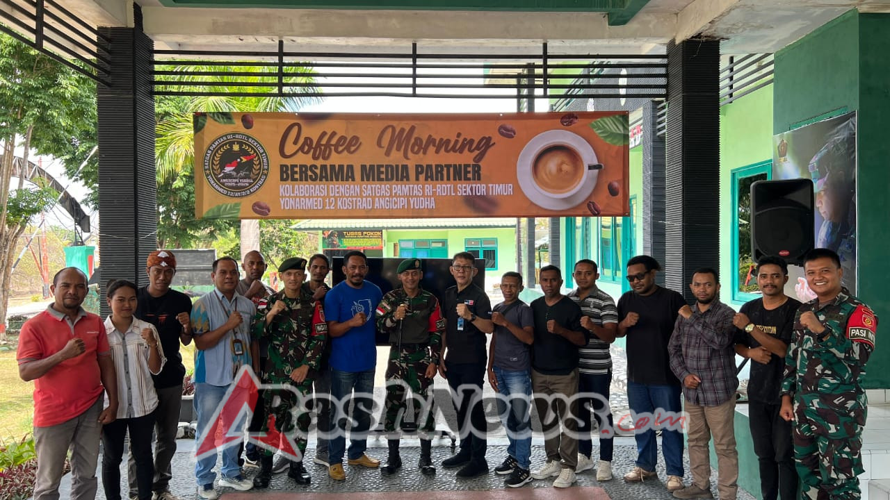 Satgas Pamtas Yonarmed 12 Kostrad Gelar Coffee Morning Bersama Insan Pers di Perbatasan Belu
