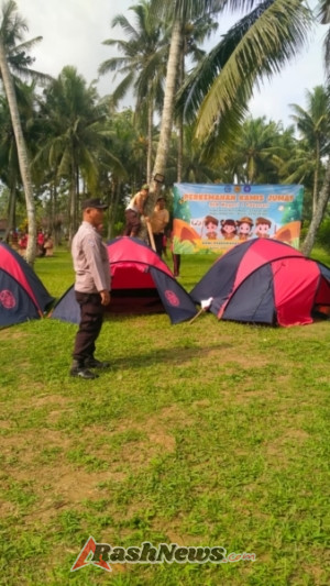 Bhabin Sesandan Sambangi Perkemahan SLB N 1 Tabanan, Wujudkan Keakraban dengan Anak Berkebutuhan Khusus