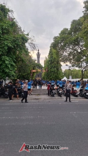 Polantas Menyapa, Amankan Kegiatan Fun Run Fakultas Teknik Universitas Udayana di Lapangan Renon Denpasar