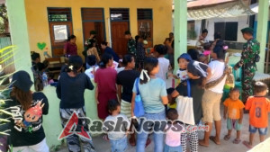 Satgas Pamtas Pos Damar Gelar Pelayanan Kesehatan di Posyandu Demi Kesejahteraan Warga Perbatasan