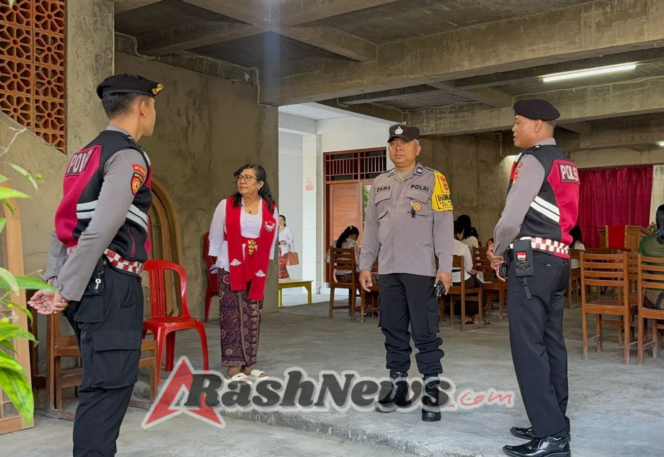 Polres Bangli dan Polsek Bangli Gelar Pengamanan Ibadah Minggu di Gereja Marga Rahayu