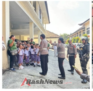 Sat Samapta Polres Tabanan Kenalkan Peralatan Dalmas kepada Siswa TK, Tanamkan Cinta dan Kepercayaan kepada Polri Sejak Dini