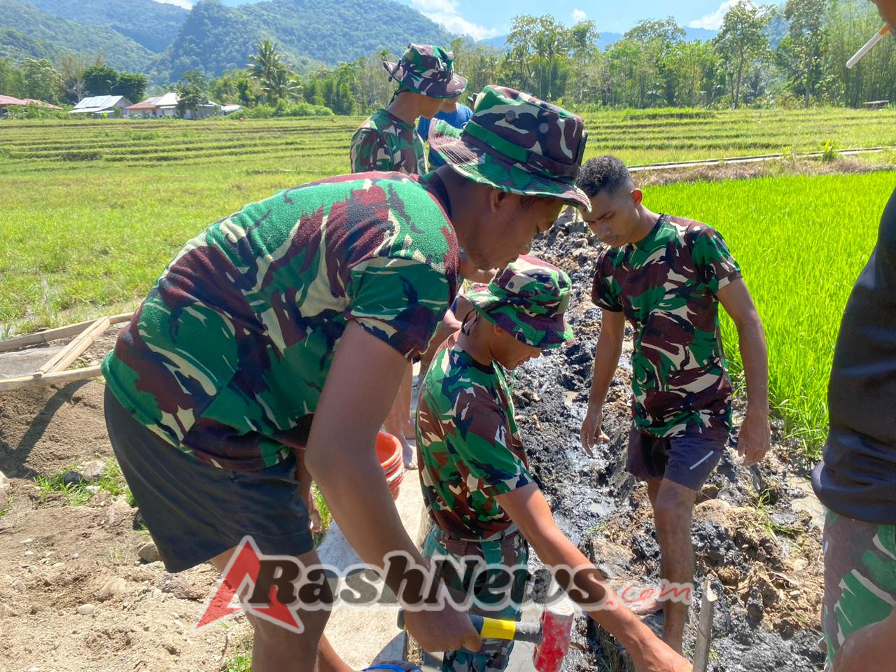 Gotong Royong Satgas TMMD Ke-126 di Benteng Tawa Wujudkan Irigasi 150 Meter