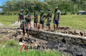 TMMD ke-126 Kodim 1625/Ngada Terus Genjot Pekerjaan Fisik Irigasi Demi Ketahanan Pangan Desa