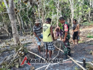Babinsa Koramil 1627-03/Batutua Kawal Persiapan Ground Breaking KDKMP di Oelua