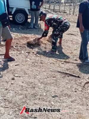 Sinergi Babinsa dan Warga Oebatu Dukung Persiapan Ground Breaking KDKMP Kodim 1627/Rote Ndao