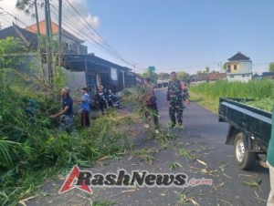 Sinergitas Jaga Kelestarian Lingkungan, Koramil Dan Pemcam Dawan Gotong Royong Bersih Lingkungan