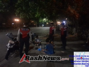 Patroli Malam Unit Samapta Polsek Mengwi Imbau Anak Muda di Kawasan Taman Ayun