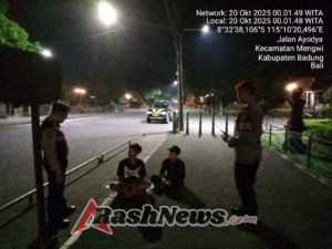Patroli Malam Samapta Polsek Mengwi Dialogis Dengan Masyarakat Imbau Jaga Keamanan