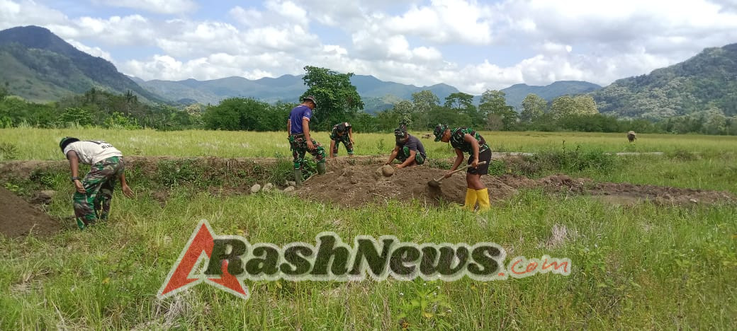 Semangat Gotong Royong Warnai Pembangunan Saluran Irigasi di Hari ke-12 TMMD Ngada
