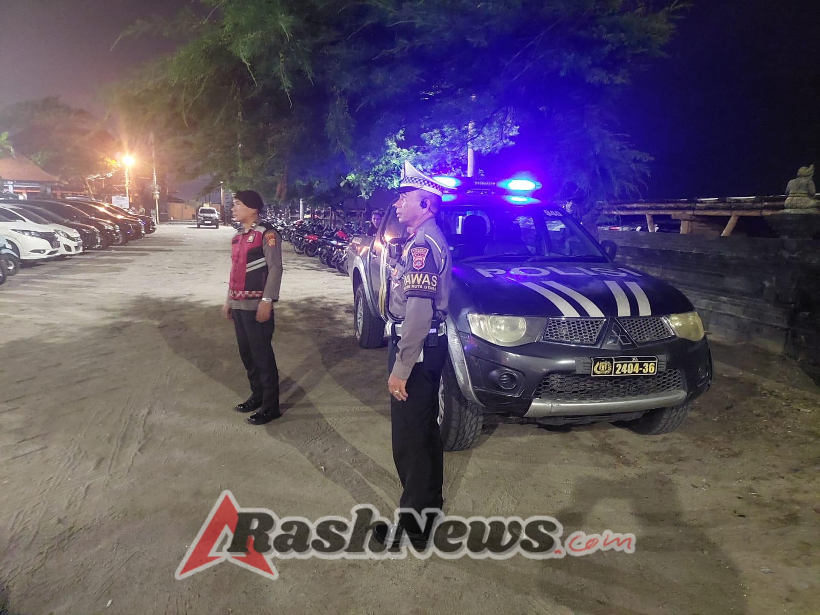 Beri Rasa Aman Wisatawan UKL Polsek Kuta Utara Patroli  Subuh Ke Kawasan Wisata.