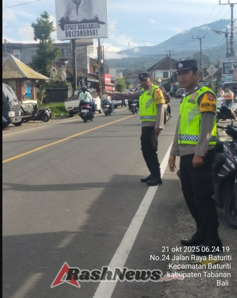 Atensi Kemacetan dan Laka, Polsek Baturiti Gelar Personil  Untuk Laksanakan Strong Point dan pengamanan jalur