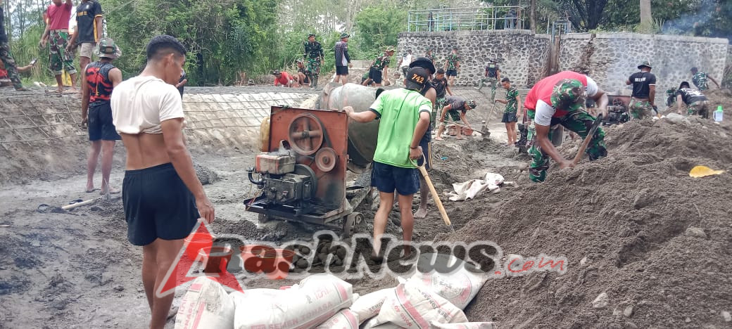 Sinergi TNI dan Warga, Pengerjaan Rehabilitasi Bendungan Panondiwal Terus Digenjot