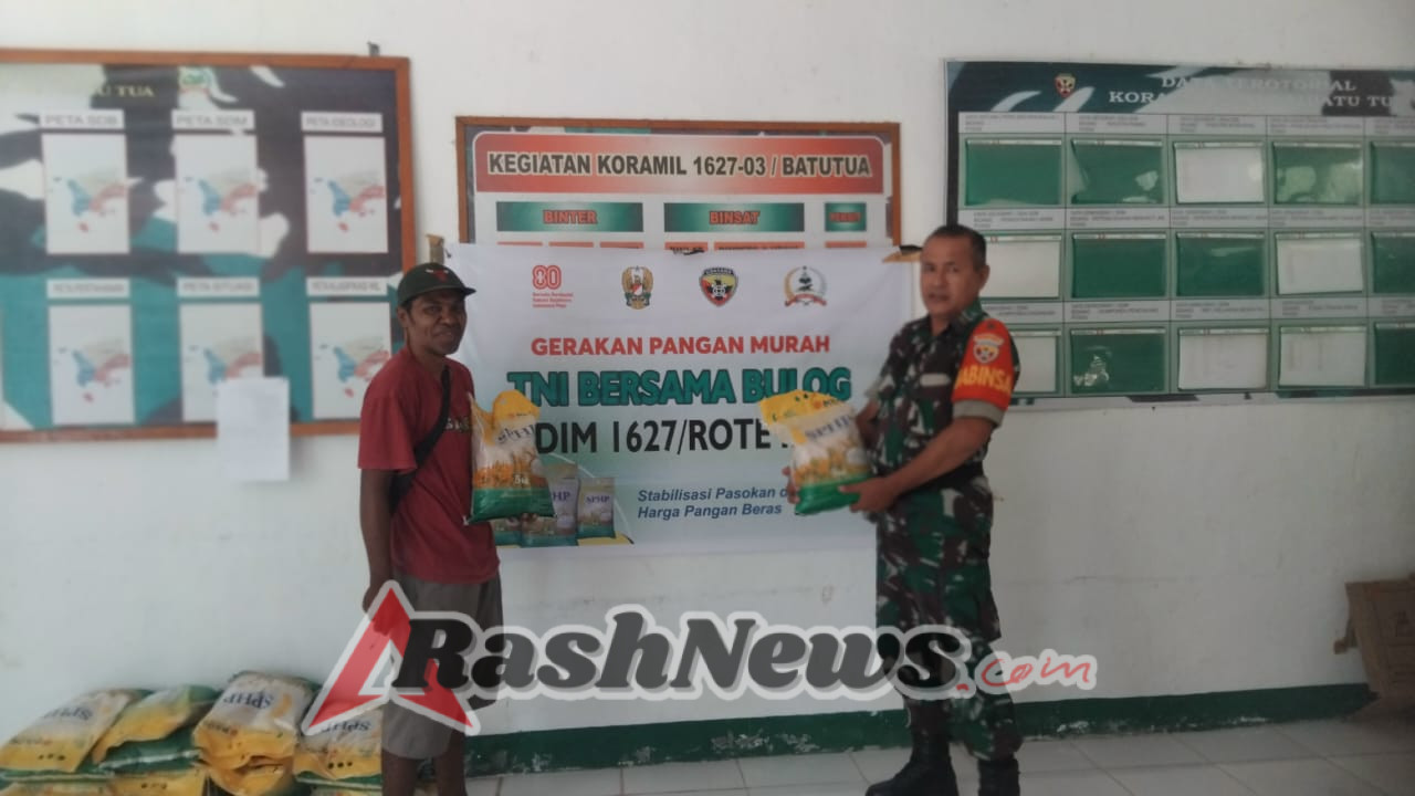 Kodim 1627/Rote Ndao Dukung Stabilisasi Harga Pangan, Gelar Penjualan Beras SPHP