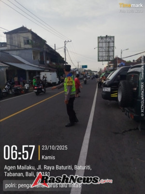 Atensi Kemacetan dan Laka, Polsek Baturiti Gelar Personil  Untuk Laksanakan Strong Point dan pengamanan jalur