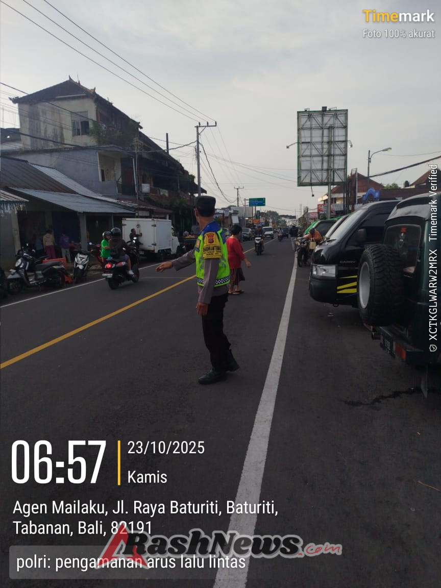 Atensi Kemacetan dan Laka, Polsek Baturiti Gelar Personil  Untuk Laksanakan Strong Point dan pengamanan jalur