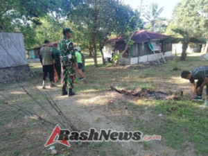 Dengan Semangat Kebersamaan, Prajurit Makodim 1618/TTU Wujudkan Lingkungan Bersih dan Sehat