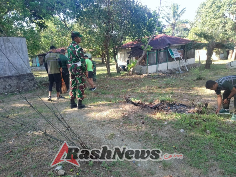 Dengan Semangat Kebersamaan, Prajurit Makodim 1618/TTU Wujudkan Lingkungan Bersih dan Sehat