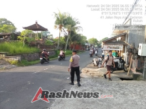 Atensi Kemacetan Polsek Marga Gelar Personil Strong Point Sepanjang Jalan Wisnu Marga