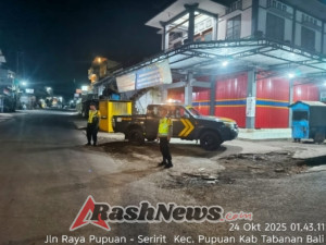 Pastikan Situasi Wilayah Tetap Kondusif, Polsek Pupuan Laksanakan Patroli di Jam Rawan