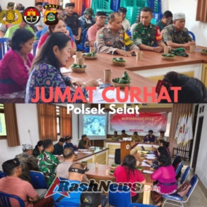 Kapolsek Selat melaksanakan giat Jumat Curhat sambangi Tokoh Adat Desa Amerta Bhuana.