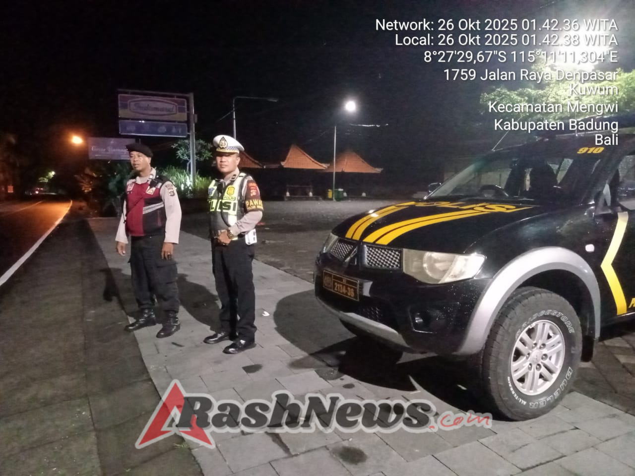 Kapolsek Mengwi Pimpin Patroli Malam Minggu Sasar Rest Area Desa Kuwum