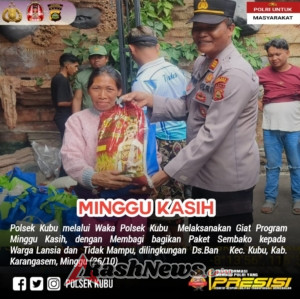 Waka Polsek Kubu Bagikan Sembako kepada Lansia Kurang Mampu Lewat Program “Minggu Kasih”