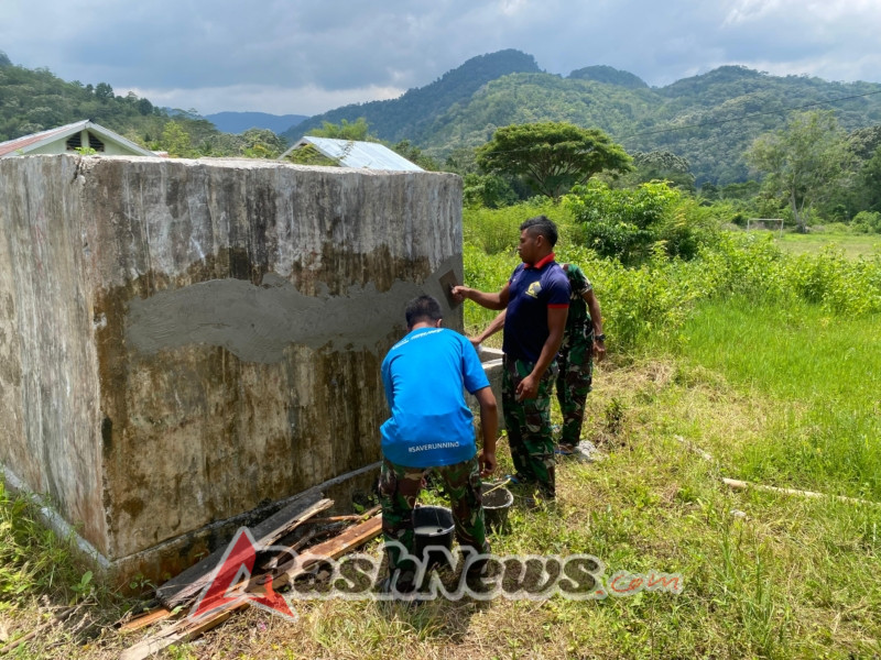 TMMD ke-126 Kodim 1625/Ngada Percepat Rehab MCK SDI Lindi Demi Kesehatan Siswa