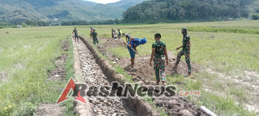 TMMD ke-126 Kodim 1625/Ngada Terus Berlanjut, Pembangunan Irigasi Puun Keo Hampir Rampung