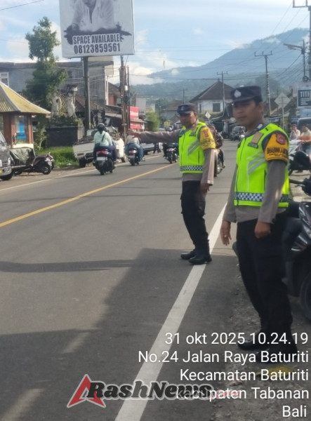 Atensi Kemacetan dan Laka, Polsek Baturiti Gelar Personil  Untuk Laksanakan Strong Point dan pengamanan jalur
