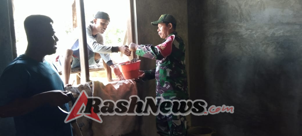 Sertu Arnoldus Seba Pimpin Karya Bakti dan Pamwil di Desa Mbewawora, Ende