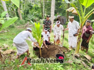 Sinergi TNI Hijaukan Bumi, Kodim Klungkung Ikut Serta Persembahyangan Bersama Dan Penanaman Pohon Di Desa Besan